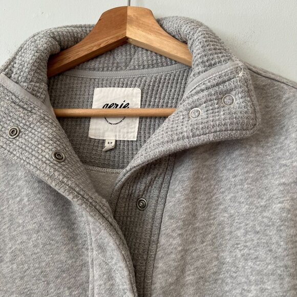 Aerie Getaway Quarter Snap Oversized Pullover Sweatshirt Gray Women's Size Small - Picture 5 of 10